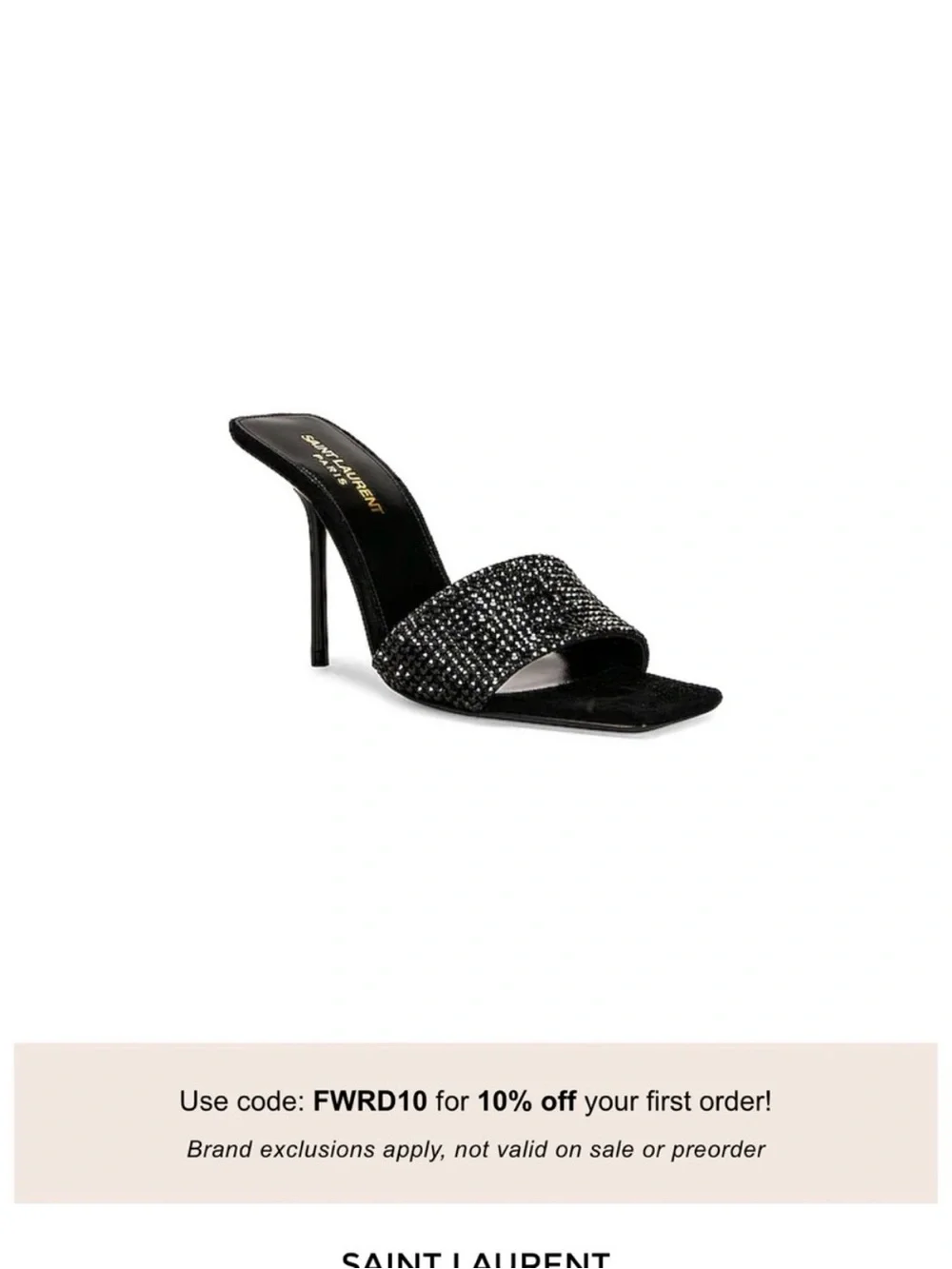 Saint Laurent Black Glitter Crystal-Embellished Slide Heels size 37.5 - Picture 8 of 8